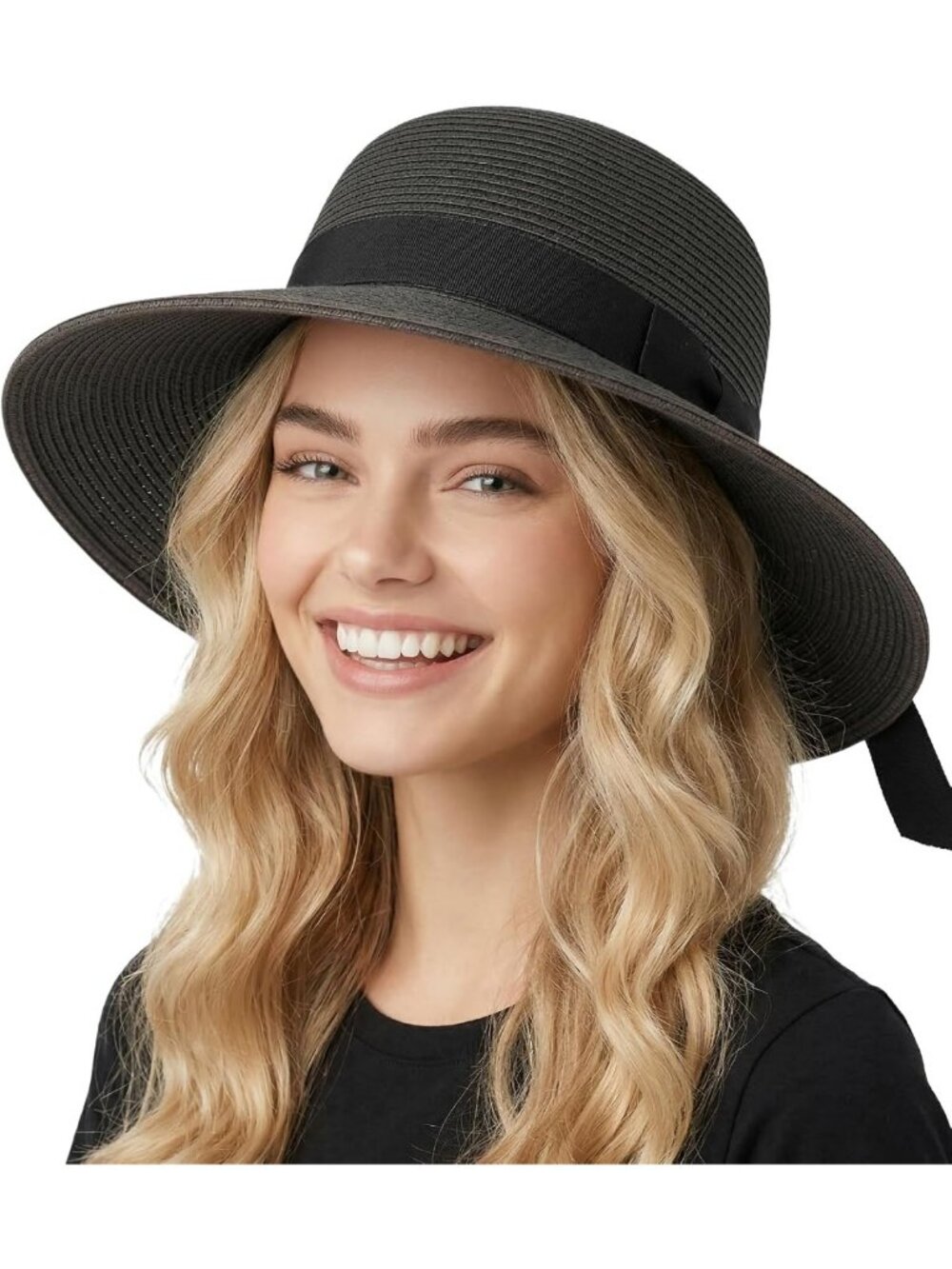 Stylish Wide Brim Panama Sun Hat for Women - Packable Straw Summer Accessory